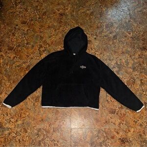 Nike Oversized Cropped Hoodie Black Fleece White Trim Women’s Size Small